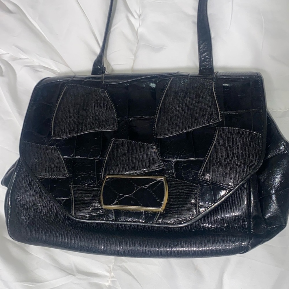 Sherif vintage Embossed patchwork leather shoulder bag